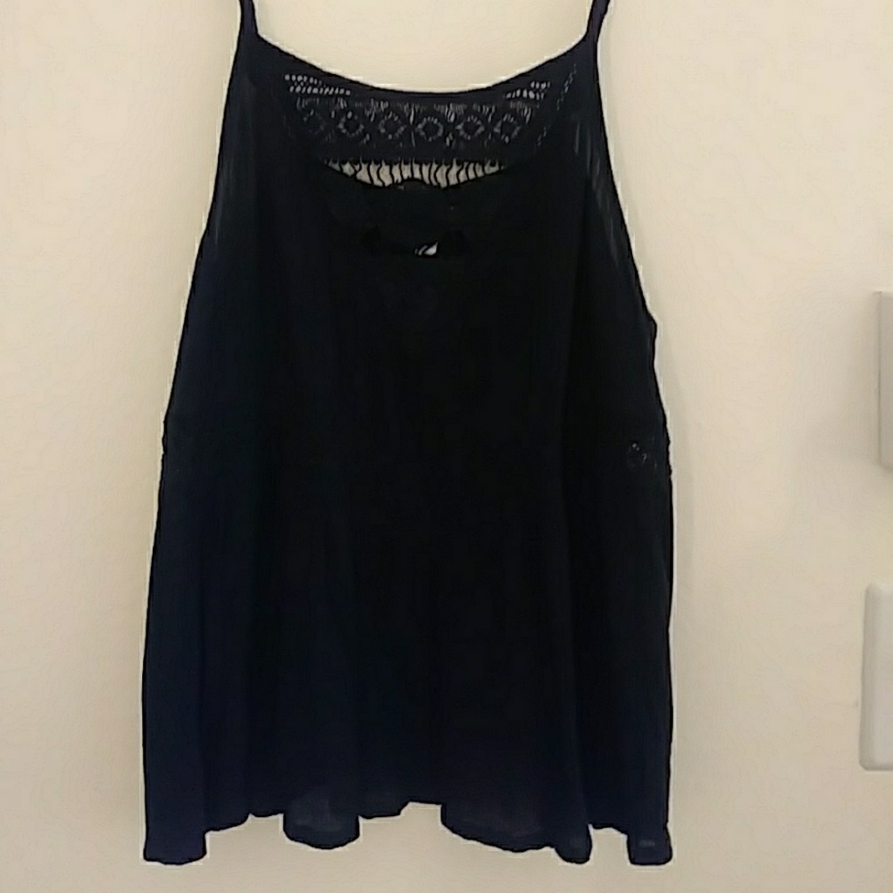 Black crochet tank top
